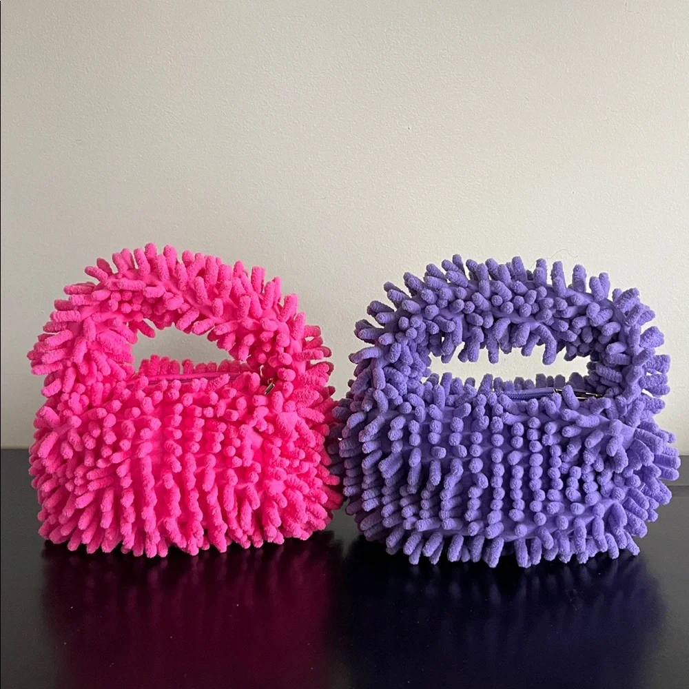 Y2K Handmade Hobo Bag Satchel, featuring a soft, fluffy plush material